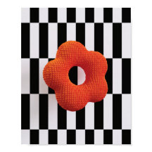 Vibrante flor 3D naranja y negro & blanco - estamp