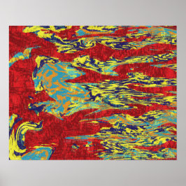 Póster Vibrante flujo expresionista de abstracto rojo