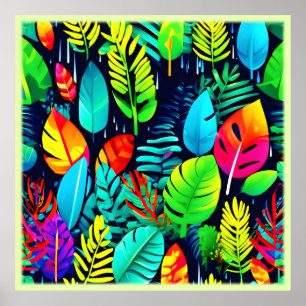 Póster Vibrante Foliage Drizzle Art