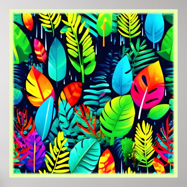 Póster Vibrante Foliage Drizzle Art (Frente)