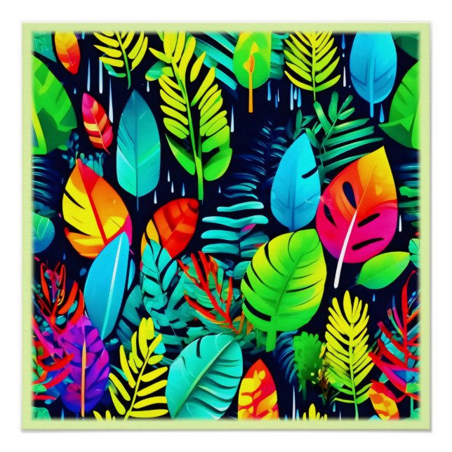 Póster Vibrante Foliage Drizzle Art (Anverso)