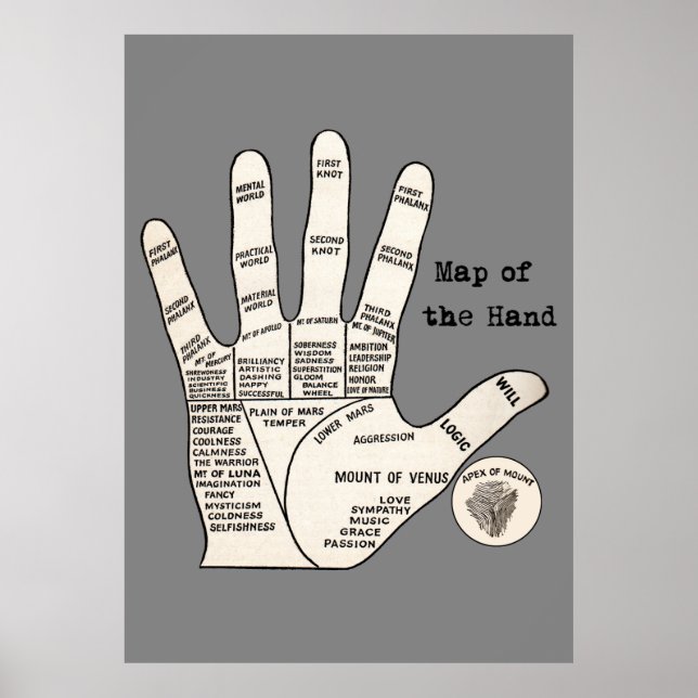 Póster Vibrante fortuna de palmistas de lectura de palma (Frente)