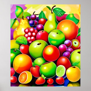 Póster Vibrante Fruit Medley Art
