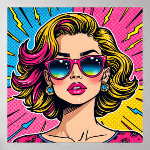 Póster Vibrante Glam Pop Art - Estilo Retro 80