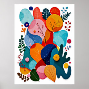 Póster Vibrante Guardería Bohemio Floral Abstracto de Fie