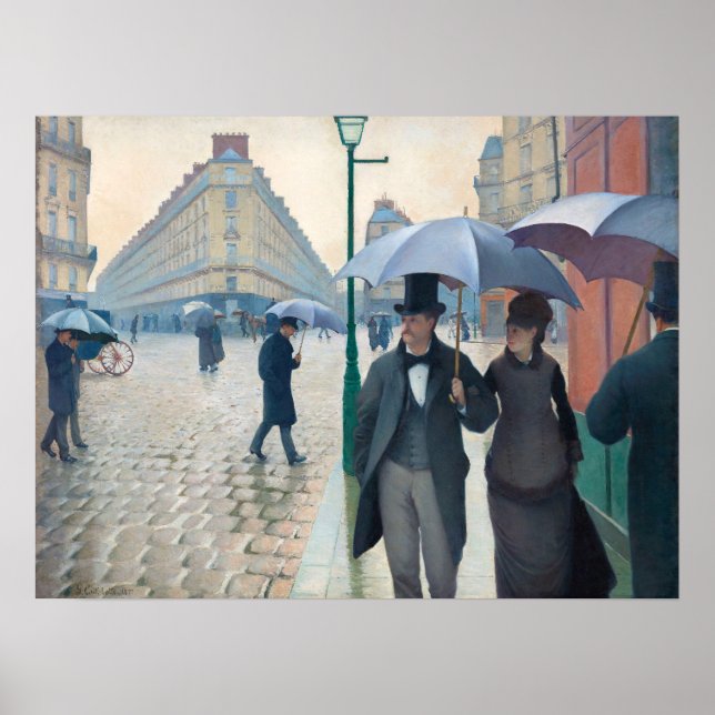 Póster Vibrante Gustave Caillebotte Paris Street Rainy Da (Frente)