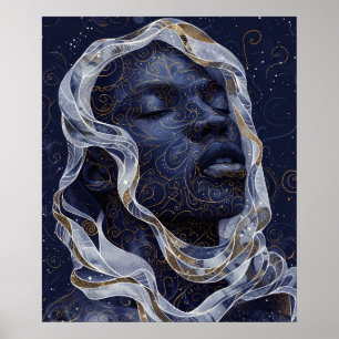 Póster Vibrante hombre afroamericano en intrincados archi