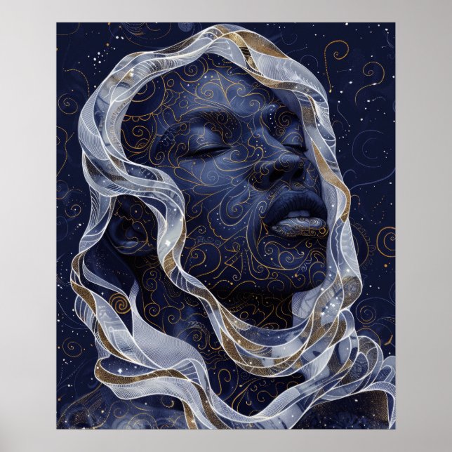 Póster Vibrante hombre afroamericano en intrincados archi (Frente)