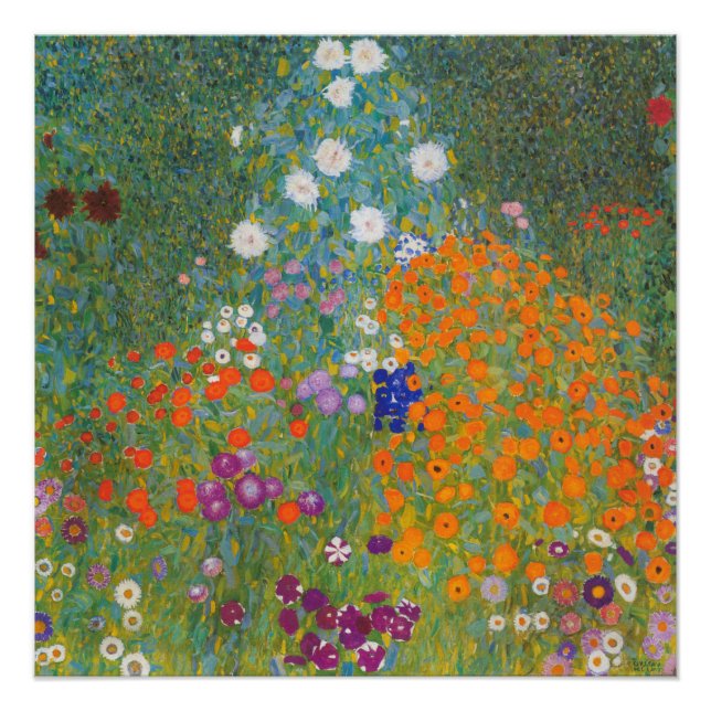 Póster Vibrante Jardín de Flores - Gustav Klimt Gloss Pos (Anverso)