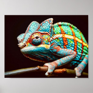 Póster Vibrante Lizard Panther Chameleon