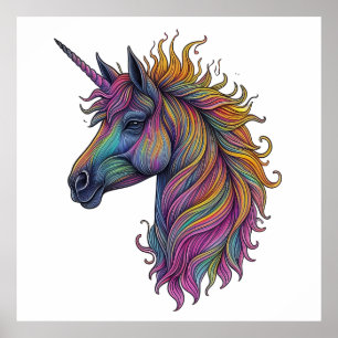 Póster Vibrante majestad de Unicorn