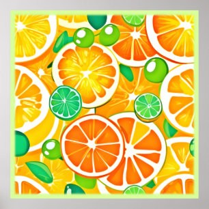 Póster Vibrante Medley Citrus - Saltos Frescos Y Jugosos