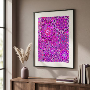 Póster Vibrante Moda Boho morado rosa Mandalas