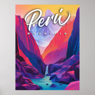 Póster Vibrante montaña del Perú: Viajes contemporáneos