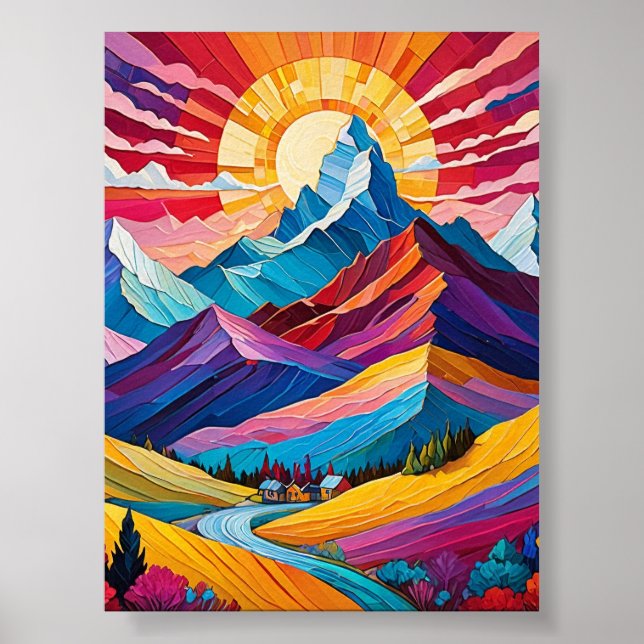 Póster Vibrante Mountain Sunrise Landscape Art Poster (Frente)
