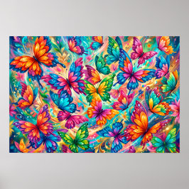Póster Vibrante paisaje de ensueño de mariposas – Boho tr