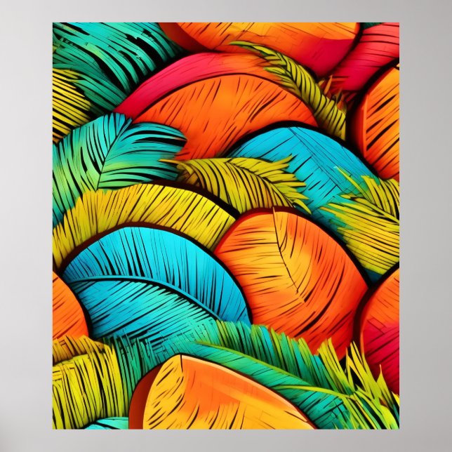 Póster Vibrante paisaje de izquierda (Frente)