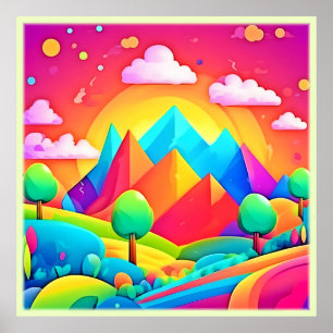 Póster Vibrante paisaje Personalizado arcoiris