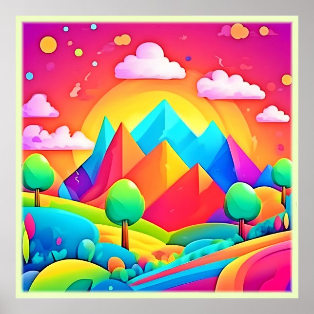 Póster Vibrante paisaje Personalizado arcoiris (Frente)