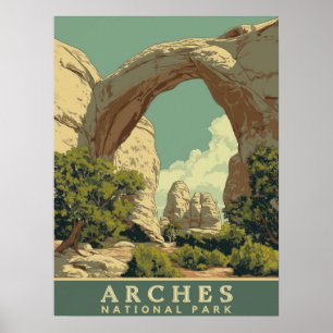 Póster Vibrante Parque Nacional de Arcos Retro
