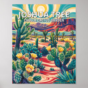 Póster Vibrante parque nacional Joshua Tree Cactus person