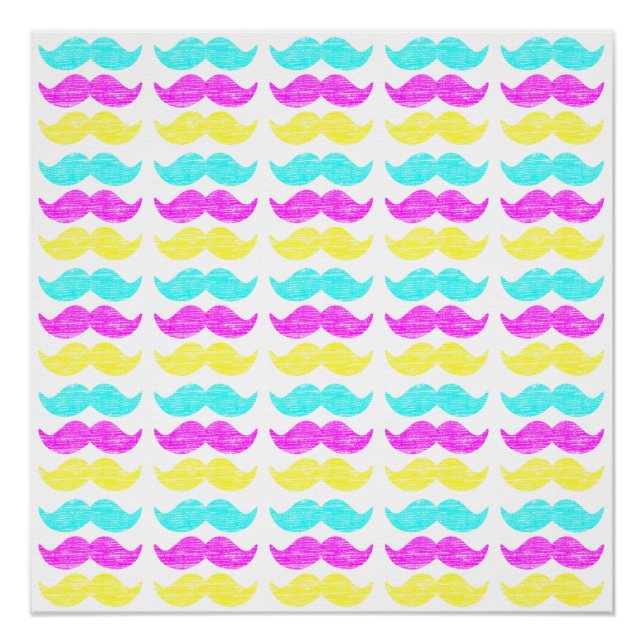 Póster Vibrante Patrón de Bigote CMY Superpuesto (Anverso)
