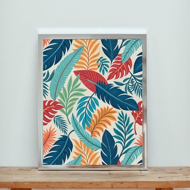 Póster Vibrante patrón de hojas tropicales (Subido por el creador)