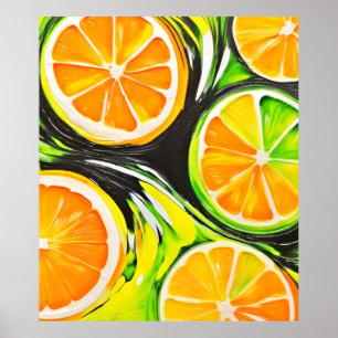 Póster Vibrante pintura de cítricos