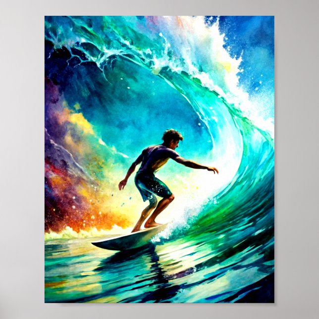 Póster Vibrante pintura de un Poster de surf (Frente)