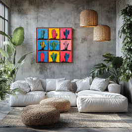 Póster Vibrante pintura pop cactus para un toque lúdico