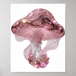 Póster Vibrante plata HONGO ROSA GLORIOSO