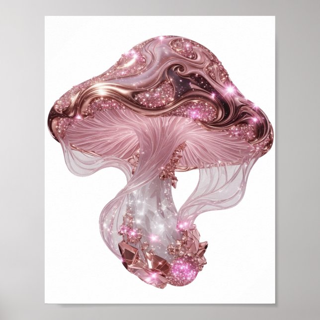 Póster Vibrante plata HONGO ROSA GLORIOSO (Frente)
