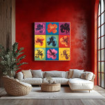 Póster Vibrante Pop Art Hibiscus Flower Grid - Moderno<br><div class="desc">Lleve un estallido de estilo retro-moderno a su casa con esta colorida cuadrícula de flores de hibisco de arte pop. Con colores llamativos y minimalistas impresiones florales, esta obra de arte es perfecta para hacer una declaración en su sala de estar o en su oficina. El diseño incluye un espacio...</div>