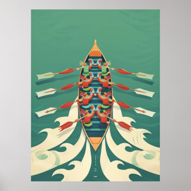 Póster Vibrante Poster de Carreras de barcos Dragon (Frente)