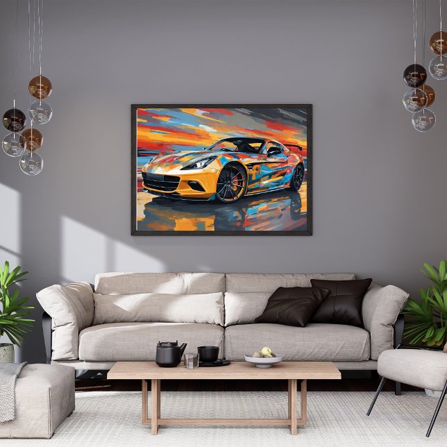 Póster Vibrante Poster de coches arco iris (Vibrant Rainbow Car Poster )