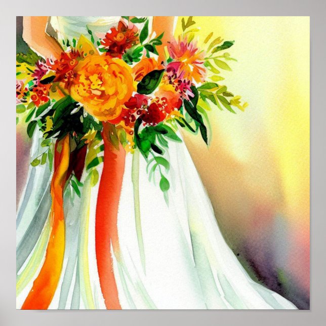 Póster Vibrante puesta de sol, cascadas nupciales, Bouque (Frente)