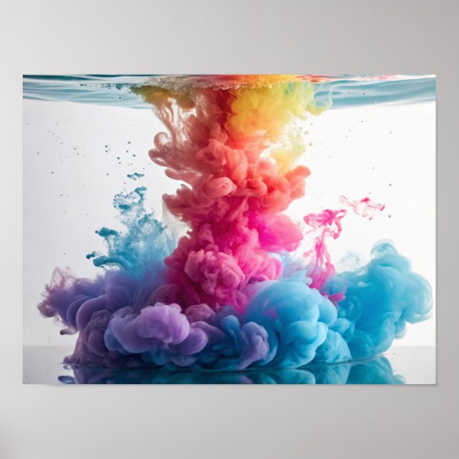 Póster Vibrante ráfaga de tinta en agua (Frente)