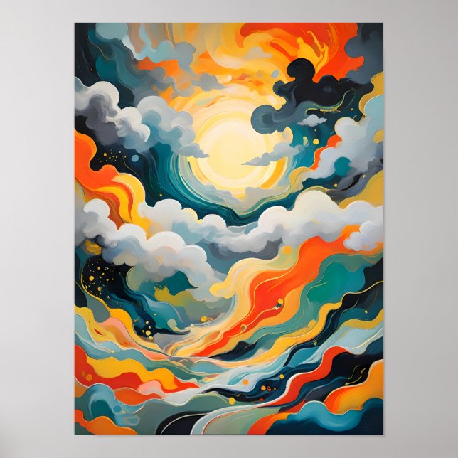 Póster Vibrante Resumen Sol negrita - Horizontes radiante (Frente)