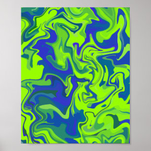 Póster Vibrante resumen sumerge en verde y azul