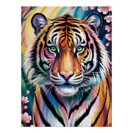Póster Vibrante retrato del tigre de fantasía | Exótico