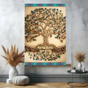 Póster Vibrante ritmo vintage de la cita del árbol de vib