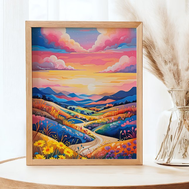 Póster Vibrante Rolling Hills Sunflower Art Painting (Subido por el creador)