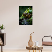 Vibrante serpiente en lluvia de selva tropical