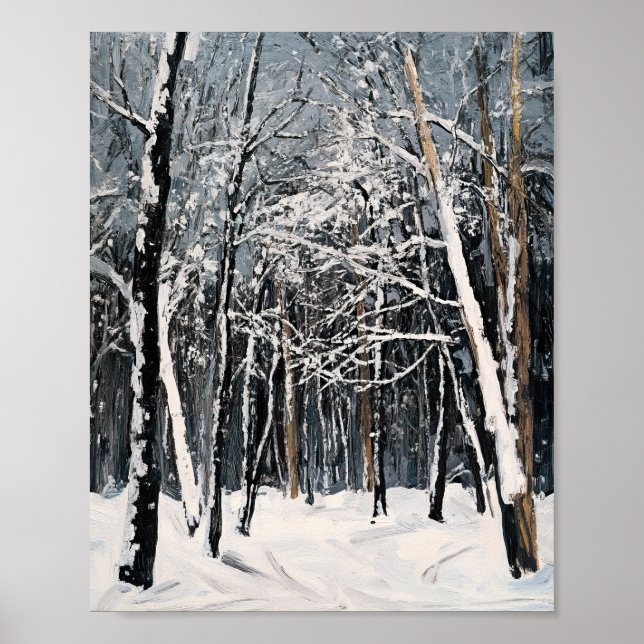 Póster Vibrante Snowy Forest Winter Scene Poster Wall Art (Frente)