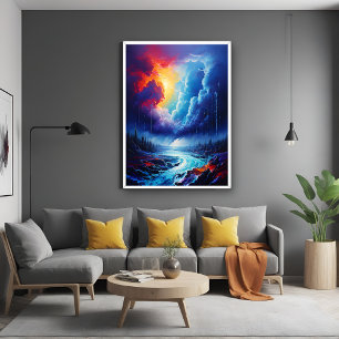 Póster Vibrante Stormy Sky Resumen de arte paisajístico d