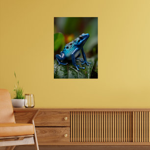 Póster Vibrante veneno azul en la selva tropical