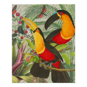 Póster Vibrantes Aves Tropicales Turcas Arte Selva Exótic