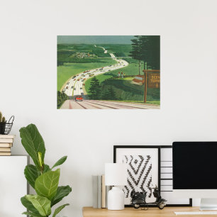 Póster Vibrantes carreteras americanas y viajes en coche 