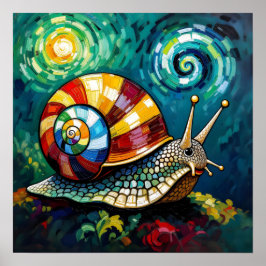 Póster Vibrantly Colorful Impasto Whimsical Snail