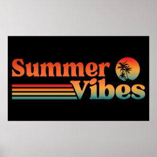 PÓSTER VIBRAZONES DE VERANO PUESTA DE SOL VINTAGE VACACIO